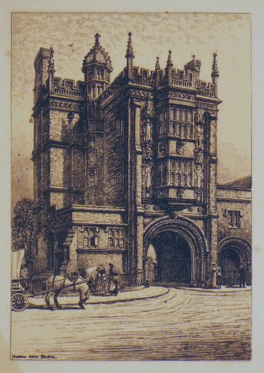 Etching - Norman Arch Bristol. - Bird